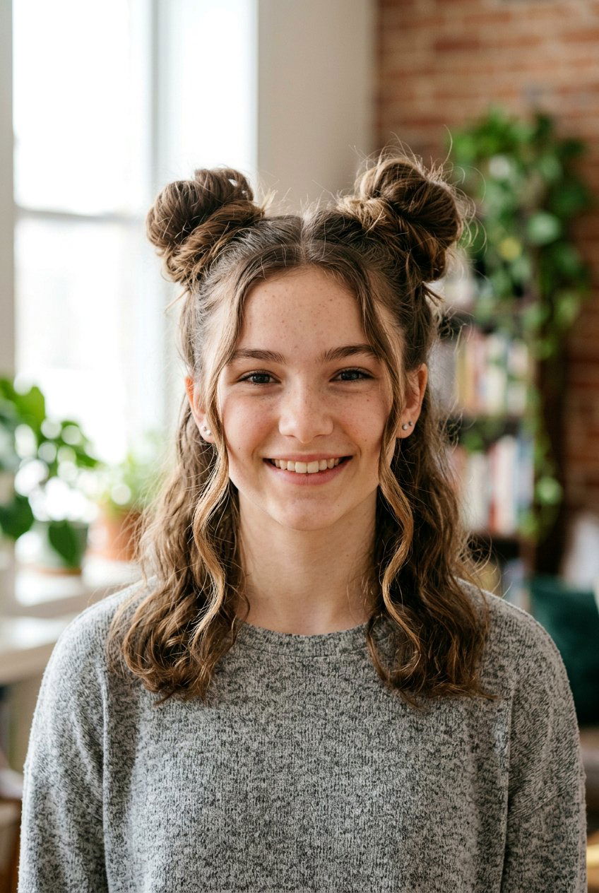 Space buns - 20 cute hairstyles for school - 20 cute hairstyles for school