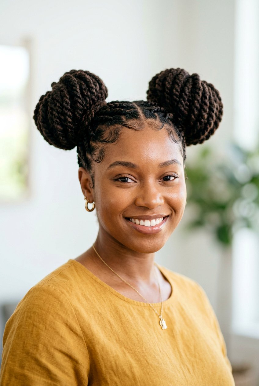 Space buns marley twists - 20 marley twists hairstyles - 20 marley twists hairstyles