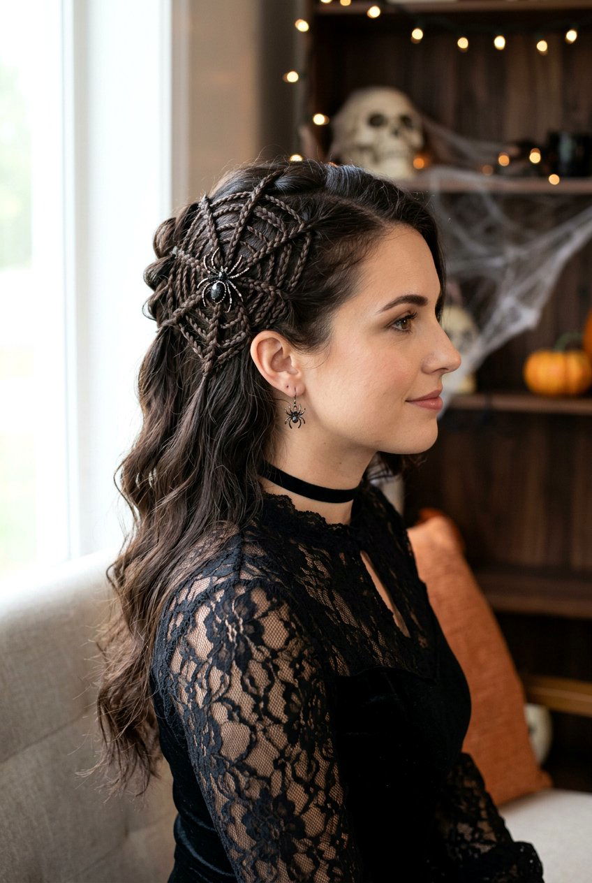 Spider Web Braid For Halloween - 20 halloween braid hairstyles - 20 halloween braid hairstyles