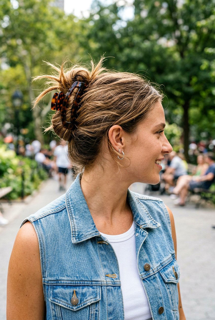 Spiky 90s Claw Clip Bun - 20 claw clip bun for thick hair - 20 claw clip bun for thick hair