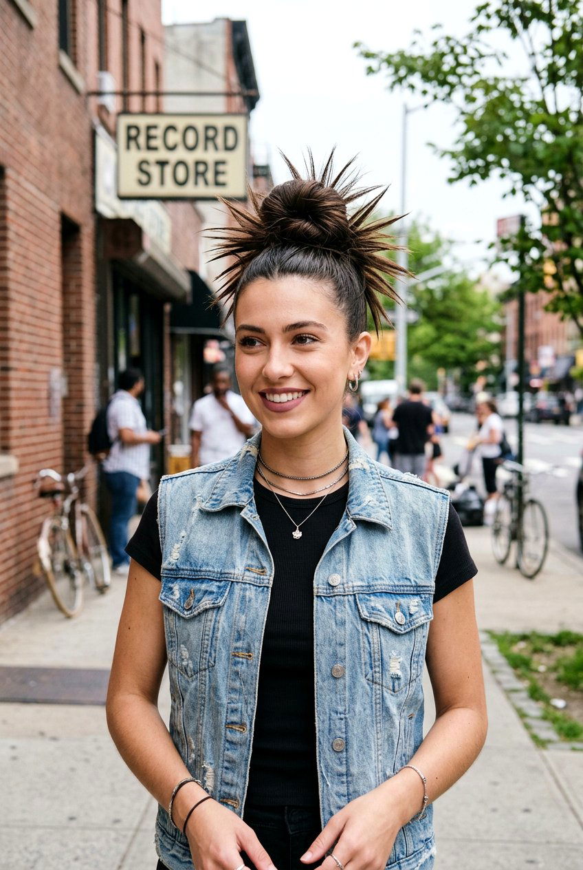 Spiky Bun - 20 concert bun hairstyles - 20 concert bun hairstyles