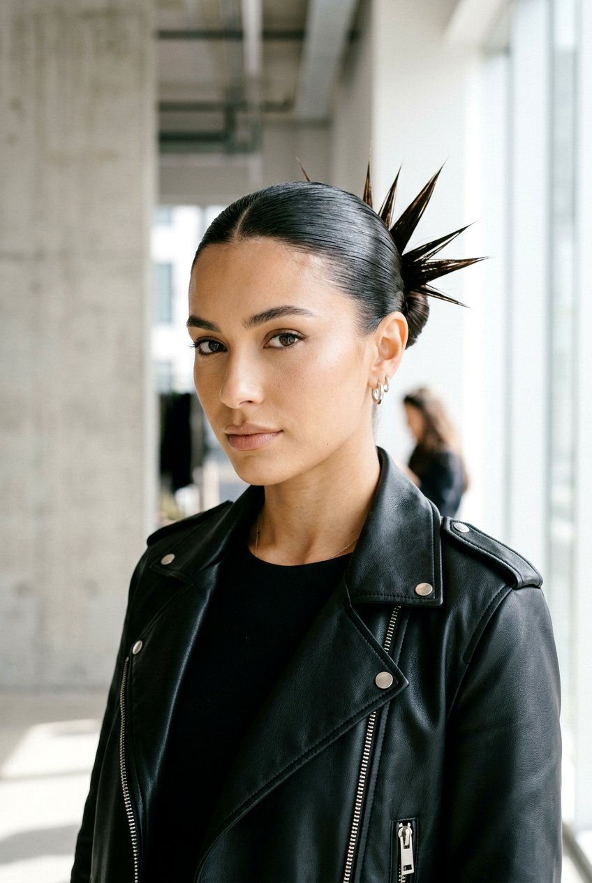 Spiky Editorial Slick Bun - 20 editorial slick bun hairstyle - 20 editorial slick bun hairstyle