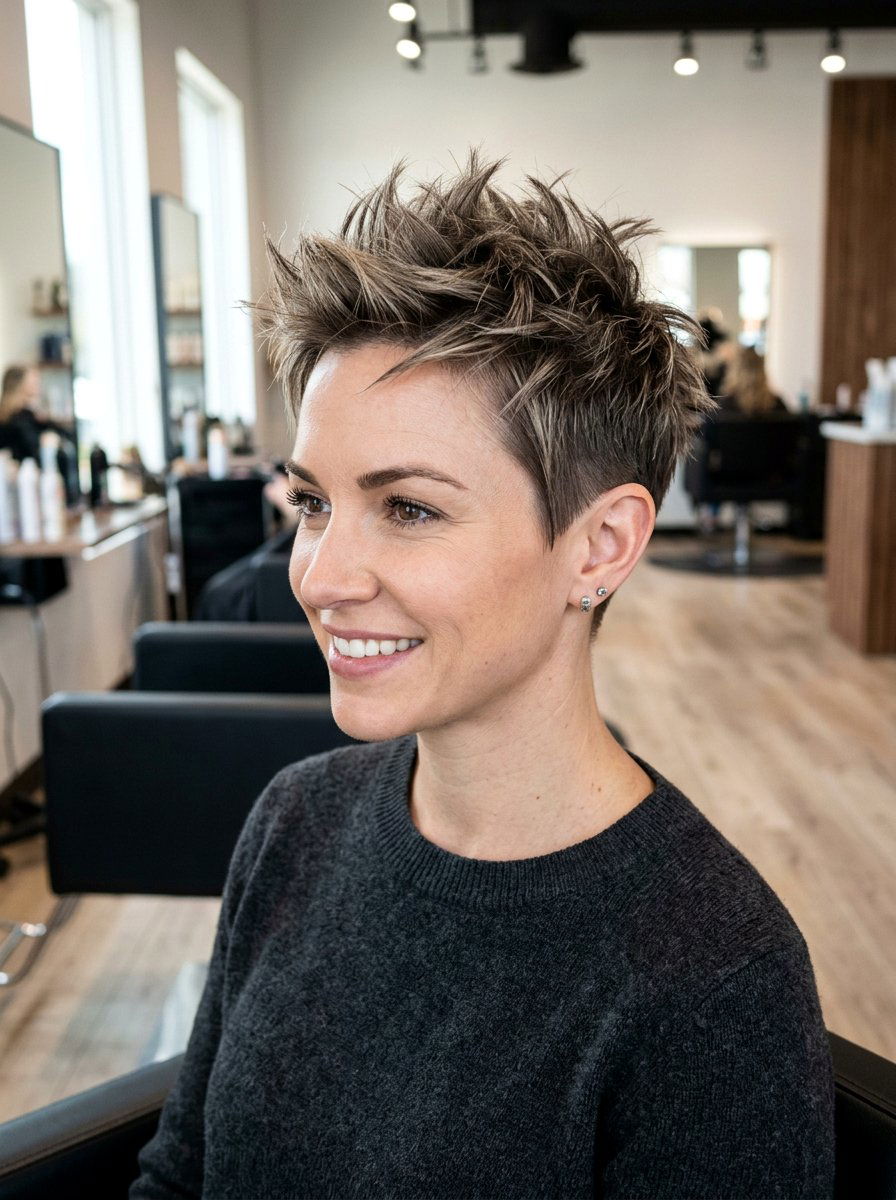 Spiky Flat Pixie - 20 sleek pixie for older women - 20 sleek pixie for older women