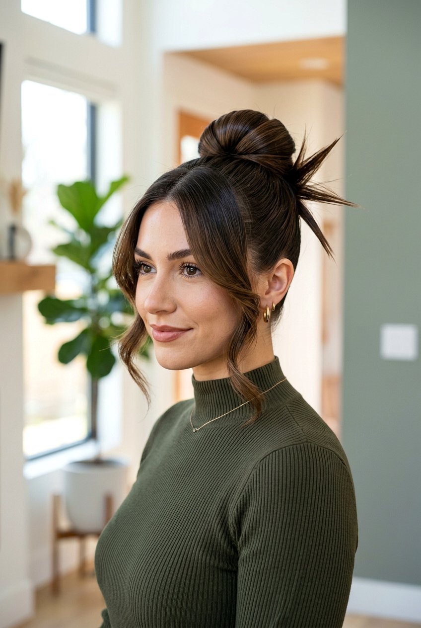 Spiky Modern Bun - 20 glamorous updo with soft tendrils - 20 glamorous updo with soft tendrils