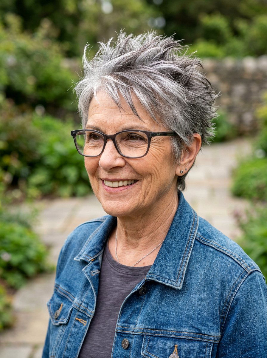 Spiky Pixie Cut - 20 pixie cut for women over 70 with glasses - 20 pixie cut for women over 70 with glasses