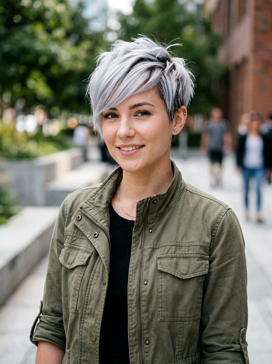 Spiky Pixie With Side Swept Bangs - 20 pixie cut with side swept bangs for older women - 20 pixie cut with side swept bangs for older women