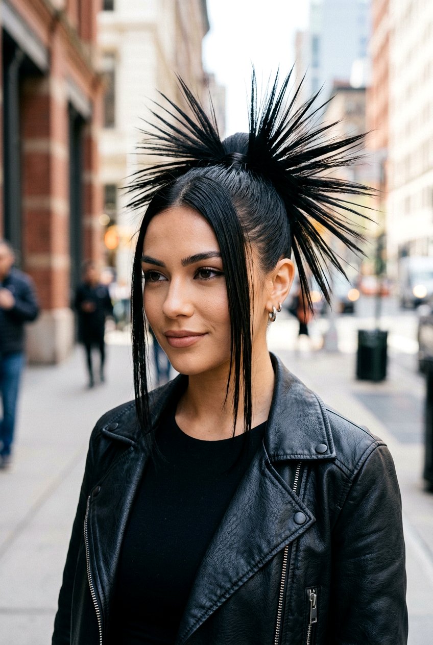 Spiky Ponytail - 20 y2k ponytail with face framing strands - 20 y2k ponytail with face framing strands