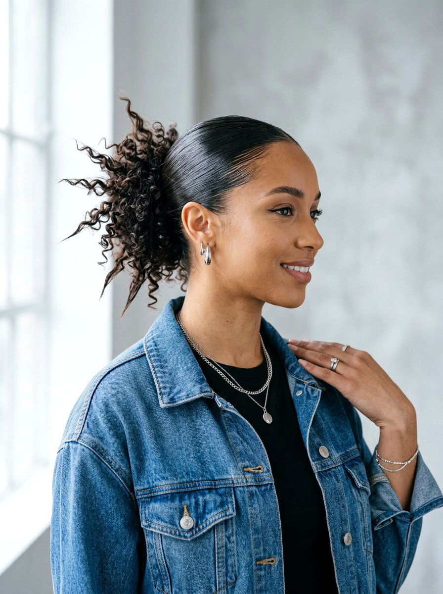 Spiky Slick Back Curly Bun - 20 slicked back curly bun hairstyle - 20 slicked back curly bun hairstyle