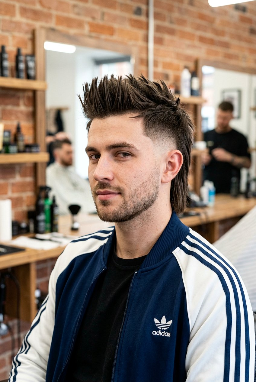 Spiky Straight Hair Burst Fade Mullet - 20 burst fade mullet for men with straight hair - 20 burst fade mullet for men with straight hair