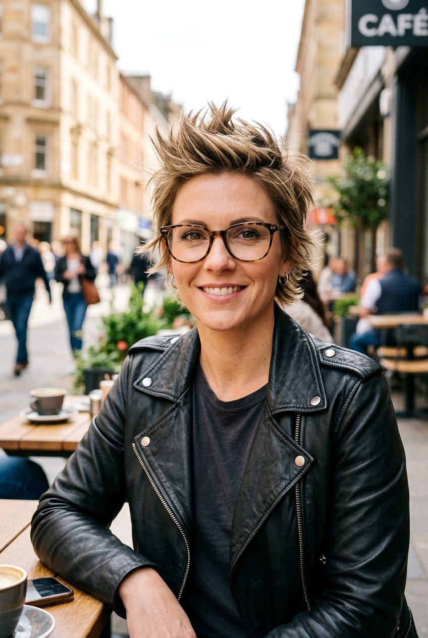 Spiky feathered pixie with glasses - 20 feathered pixie for women with glasses - 20 feathered pixie for women with glasses