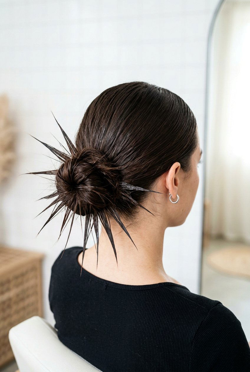 Spiky low bun - 20 low bun hairstyles - 20 low bun hairstyles