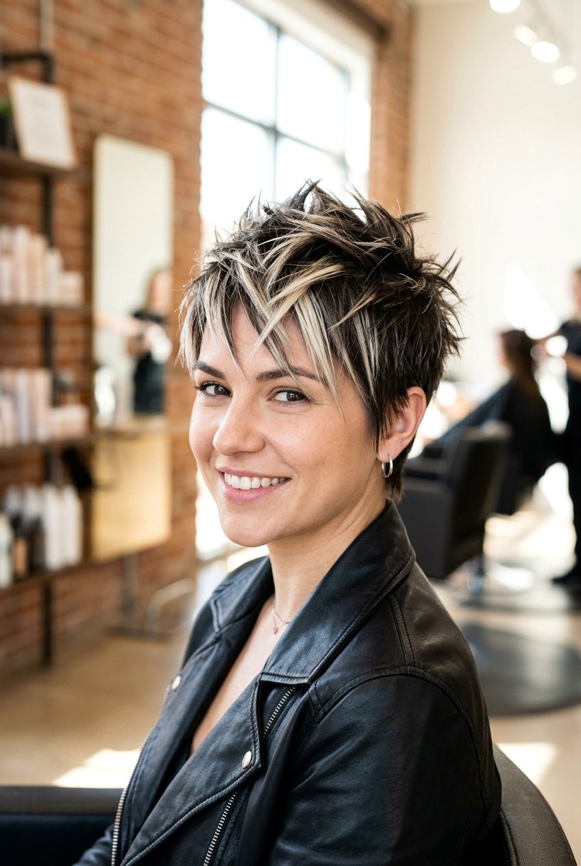 Spiky pixie with highlights - 20 edgy short haircuts for women - 20 edgy short haircuts for women