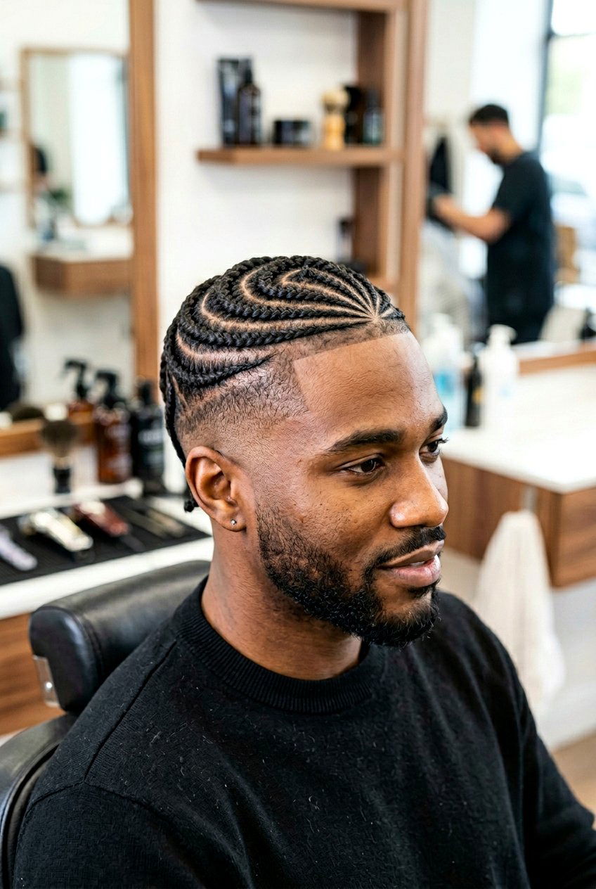 Spiral Cornrows - 20 cornrows with taper fade men - 20 cornrows with taper fade men