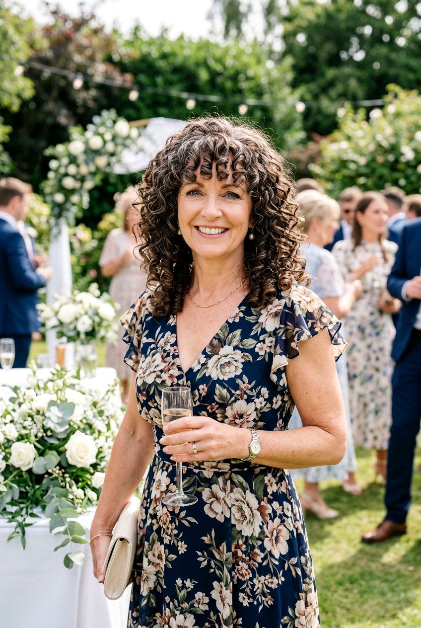 Spiral Curls With Bangs - 20 curly wedding guest hairstyle for mature women