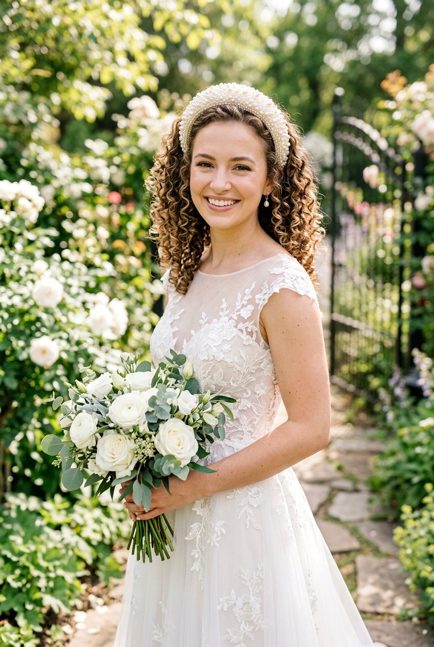 Spiral Curls With Headband - 20 simple bridal curls for outdoor wedding - 20 simple bridal curls for outdoor wedding