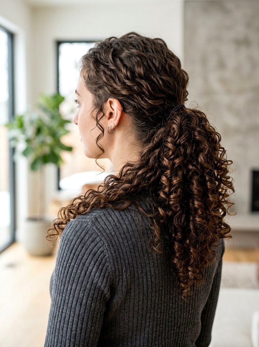 Spiral Curly Side Ponytail - 20 cute ponytail hairstyle ideas for school - 20 cute ponytail hairstyle ideas for school