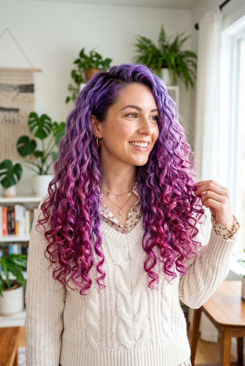 Spiral Galaxy Lavender and Magenta Hair Color - 20 galaxy hair color ideas - 20 galaxy hair color ideas