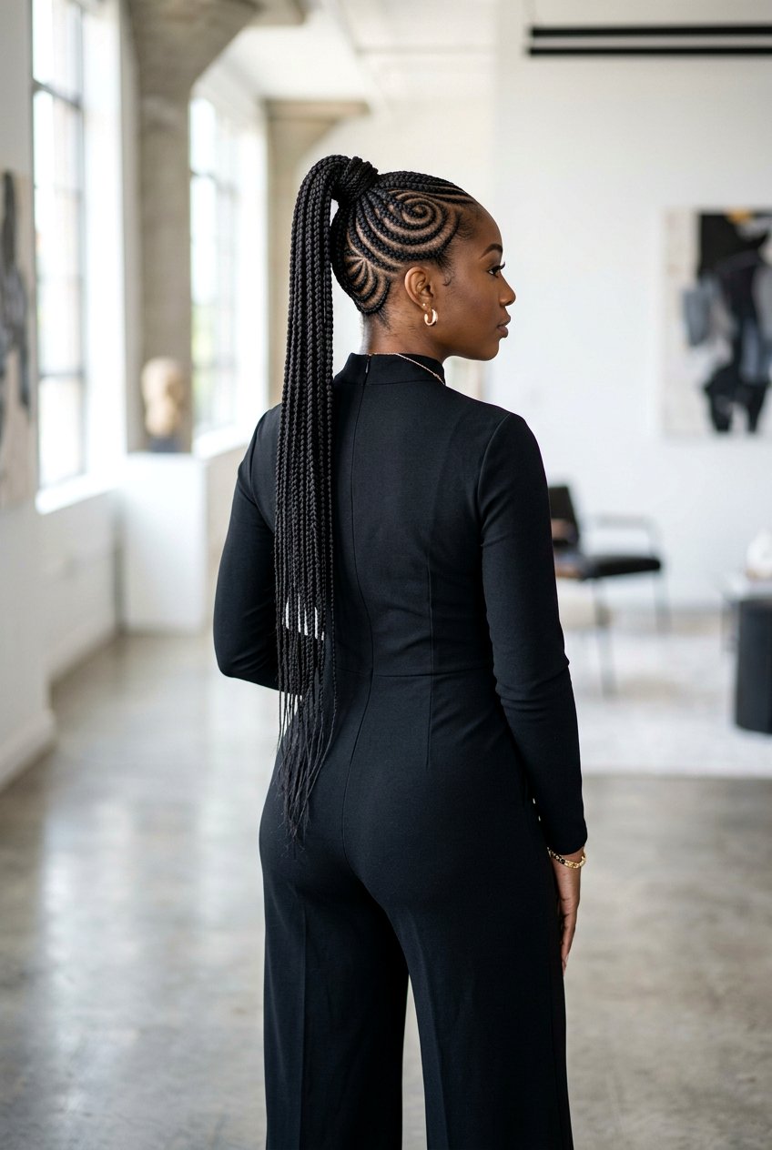 Spiral Parted Lemonade Braids Ponytail - 20 lemonade braids into ponytail - 20 lemonade braids into ponytail