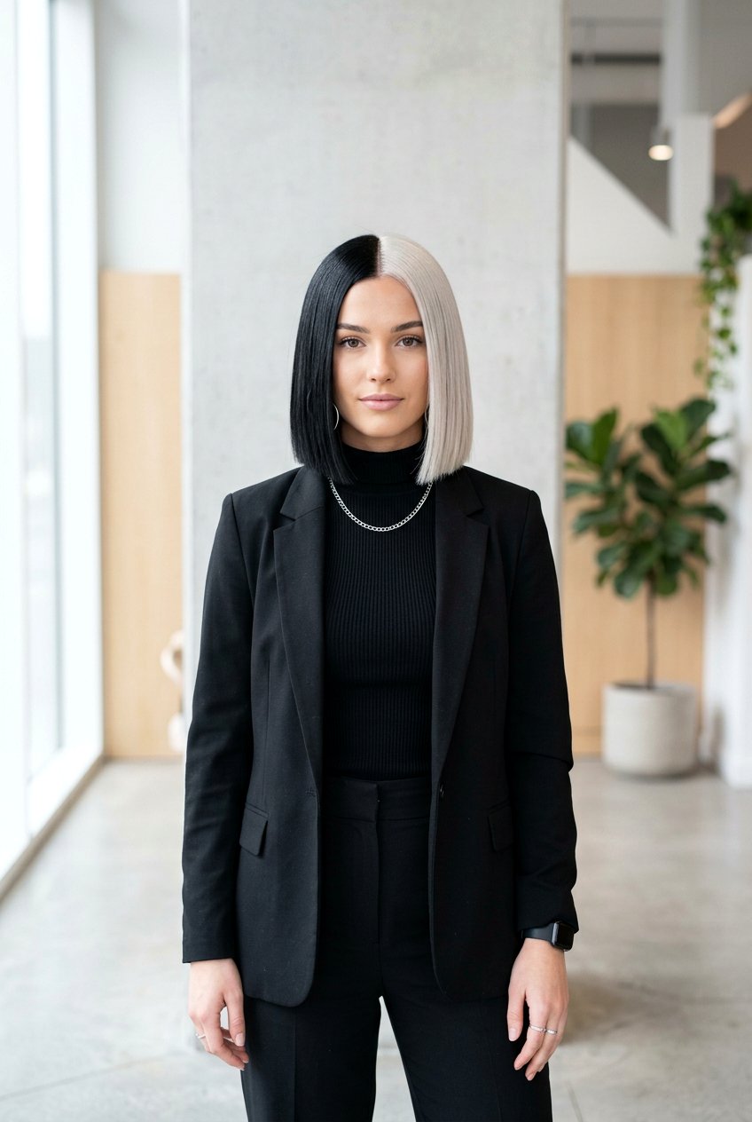 Split Color Block Hair Color - 20 statement hair color ideas - 20 statement hair color ideas