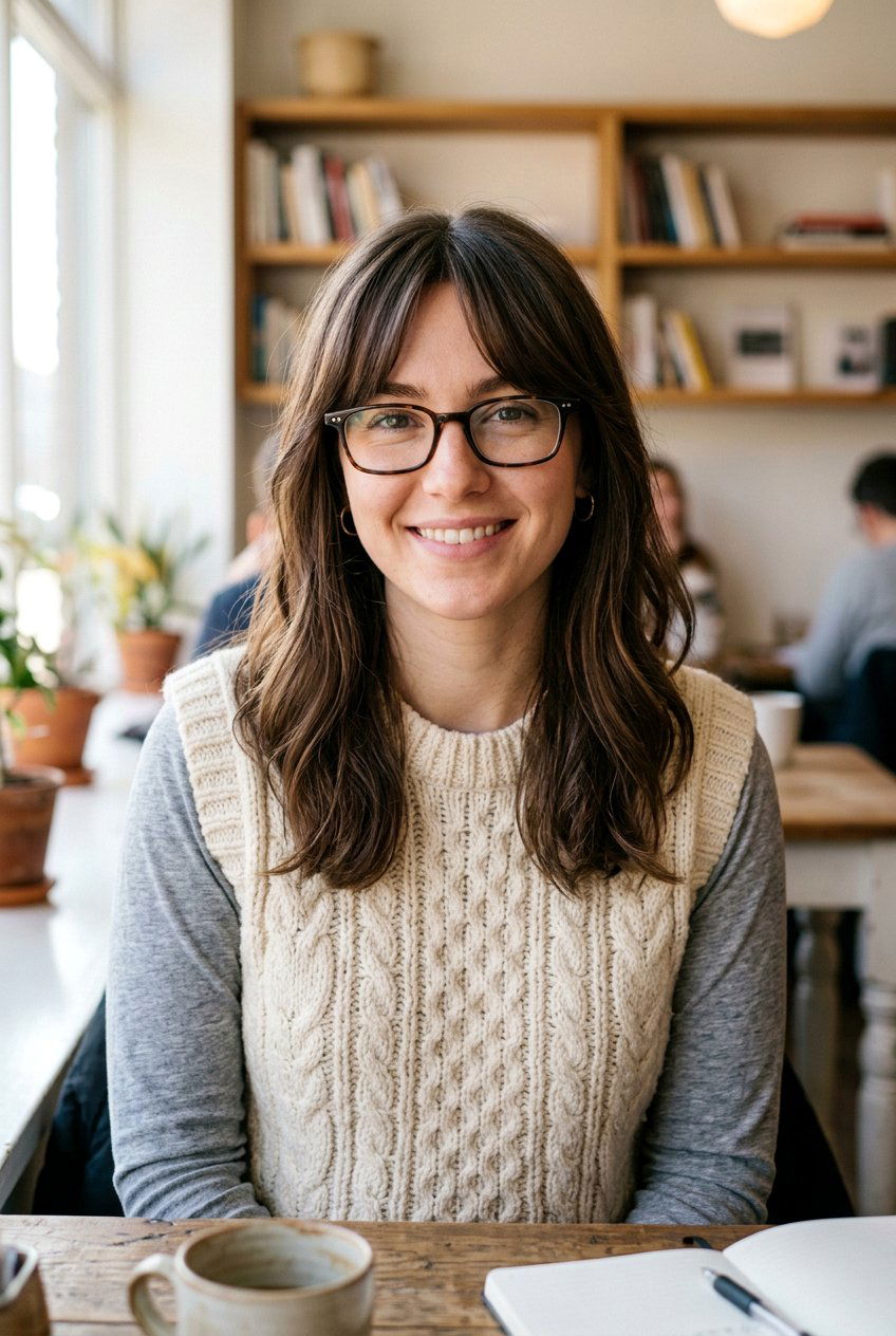 Split Long Bangs - 20 long bangs for women with glasses - 20 long bangs for women with glasses