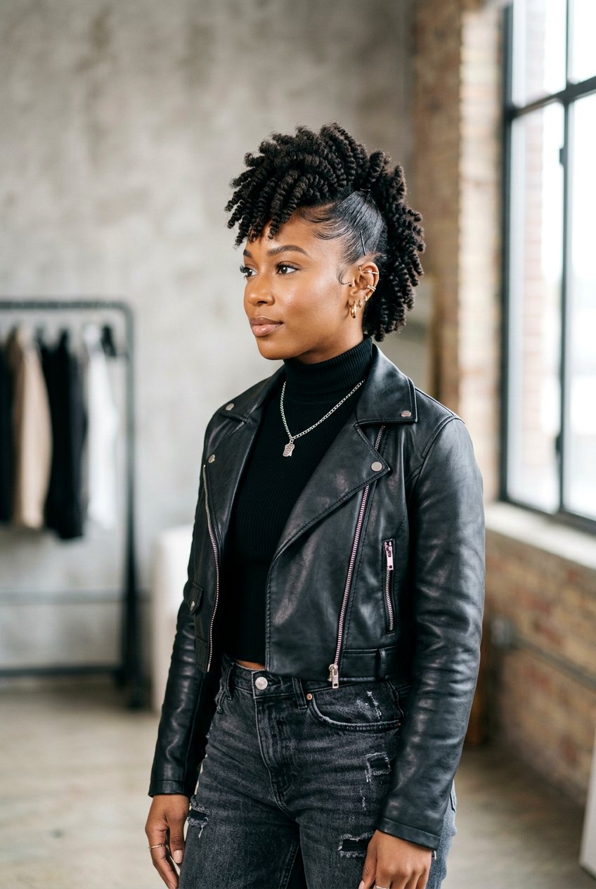 Sponge Twist Faux Hawk Natural Hair - 20 twist sponge hairstyle for black women - 20 twist sponge hairstyle for black women