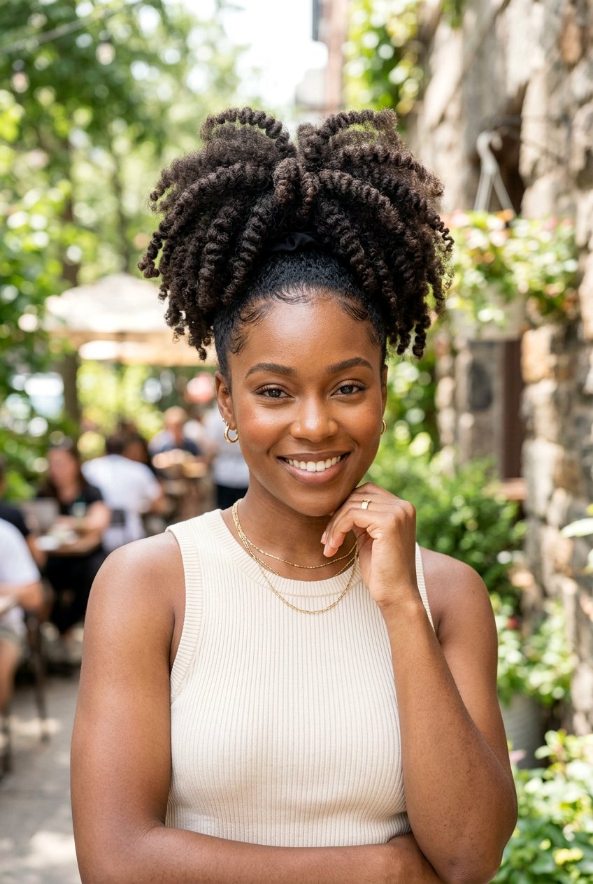 Sponge Twist High Puff Hairstyle - 20 twist sponge hairstyle for black women - 20 twist sponge hairstyle for black women