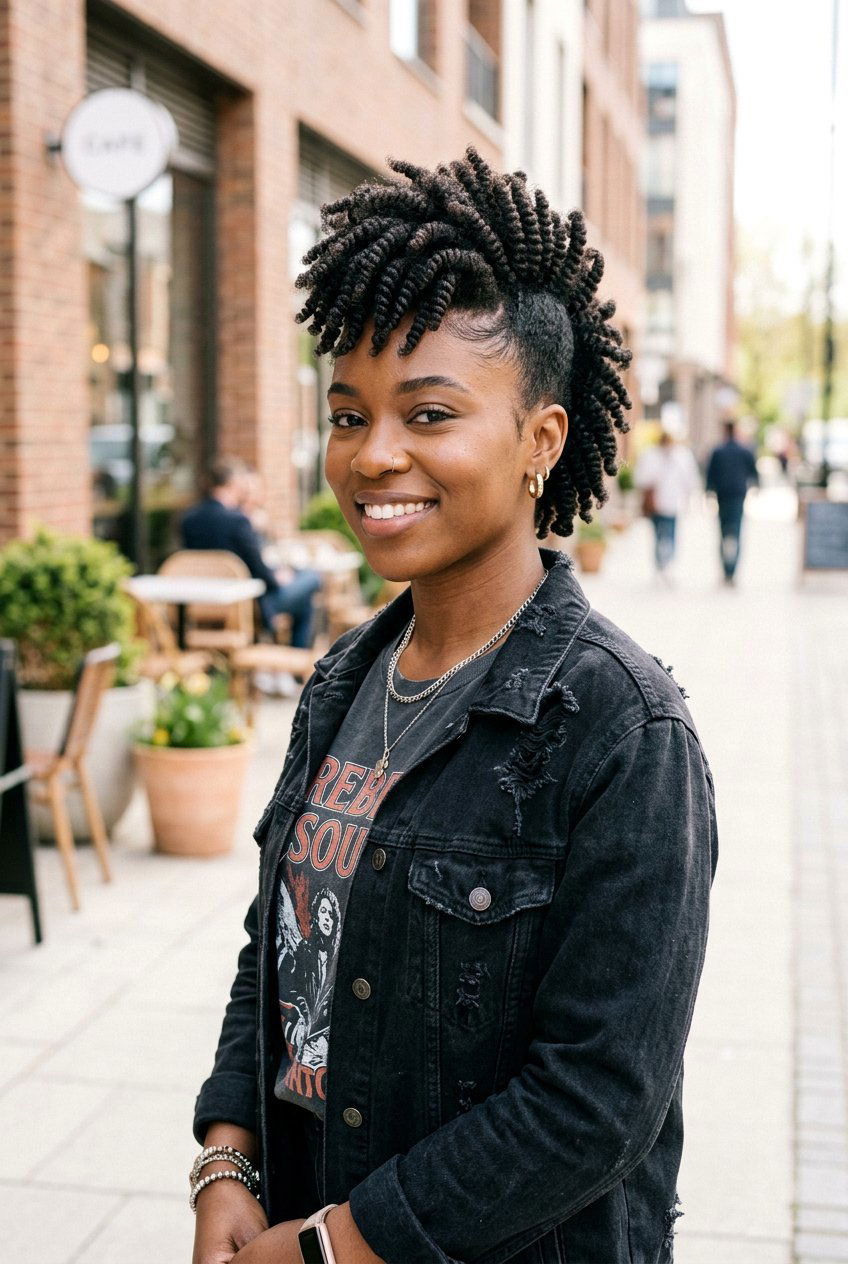 Sponge Twist Mohawk Natural Hair - 20 twist sponge hairstyle for black women - 20 twist sponge hairstyle for black women