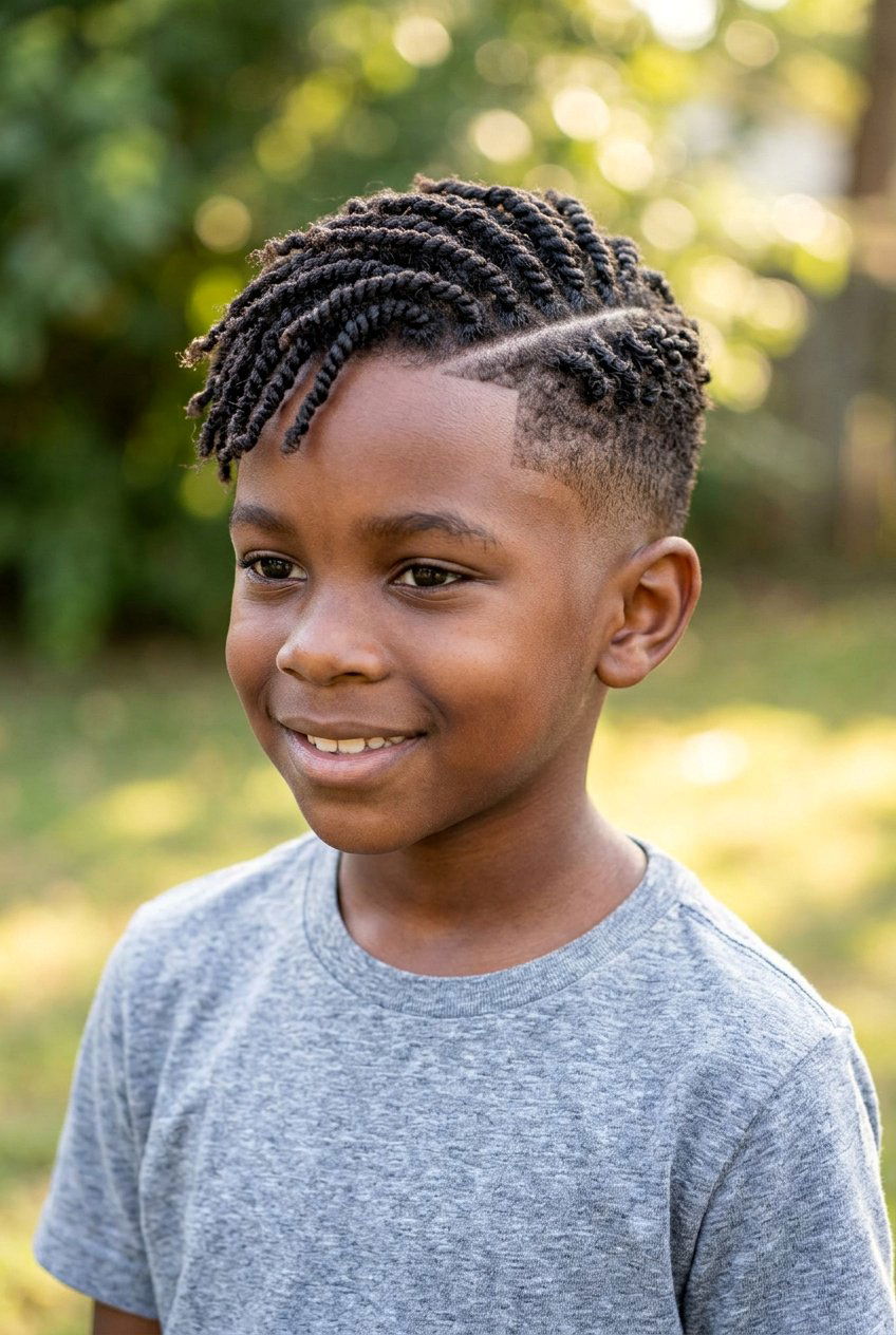 Sponge Twists with Mid Fade and Defined Hairline - 20 black boys twist styles with fade - 20 black boys twist styles with fade