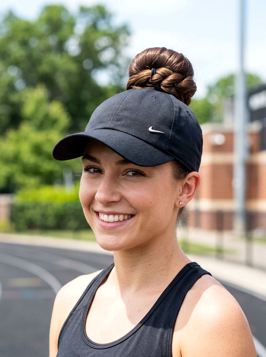 Sporty High Bun - 20 road trip bun hairstyle - 20 road trip bun hairstyle