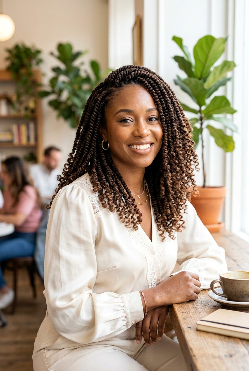 Spring Twist With Curls - 20 black women spring twist ideas - 20 black women spring twist ideas