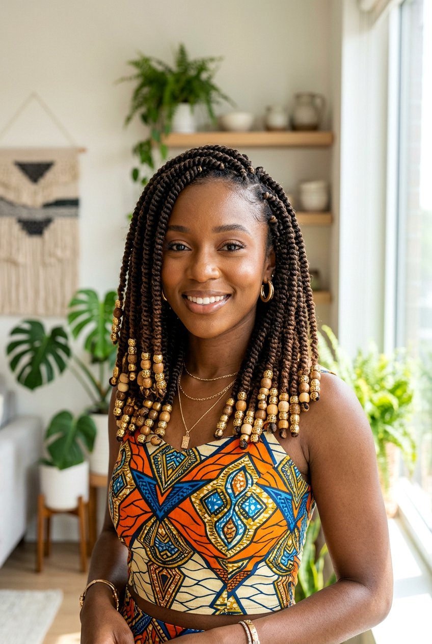 Spring Twists With Beads - 20 spring twists shoulder length styles - 20 spring twists shoulder length styles