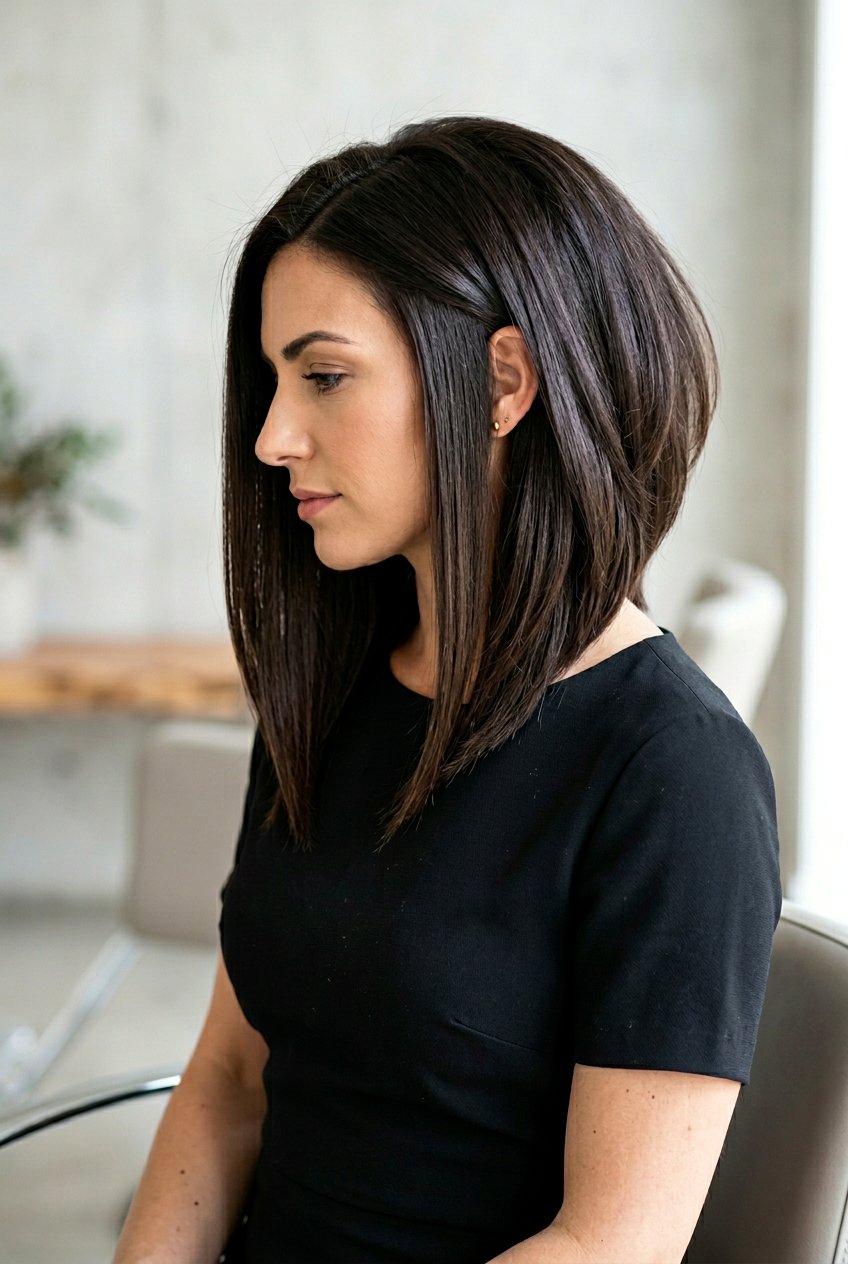 Stacked Angled Lob Thick Hair - 20 angled lob for thick hair - 20 angled lob for thick hair