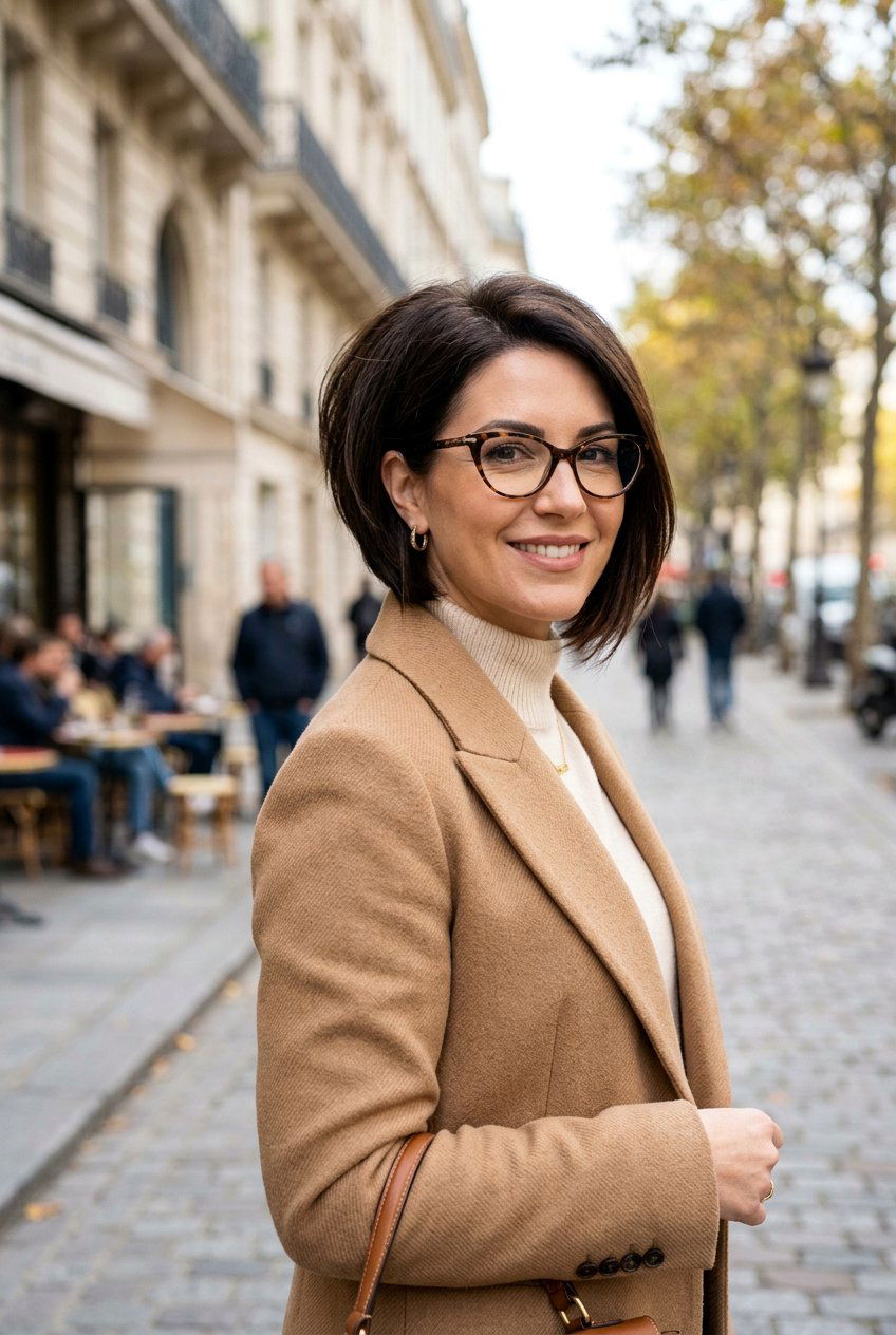 Stacked Bob - 20 low maintenance cut for women with glasses - 20 low maintenance cut for women with glasses