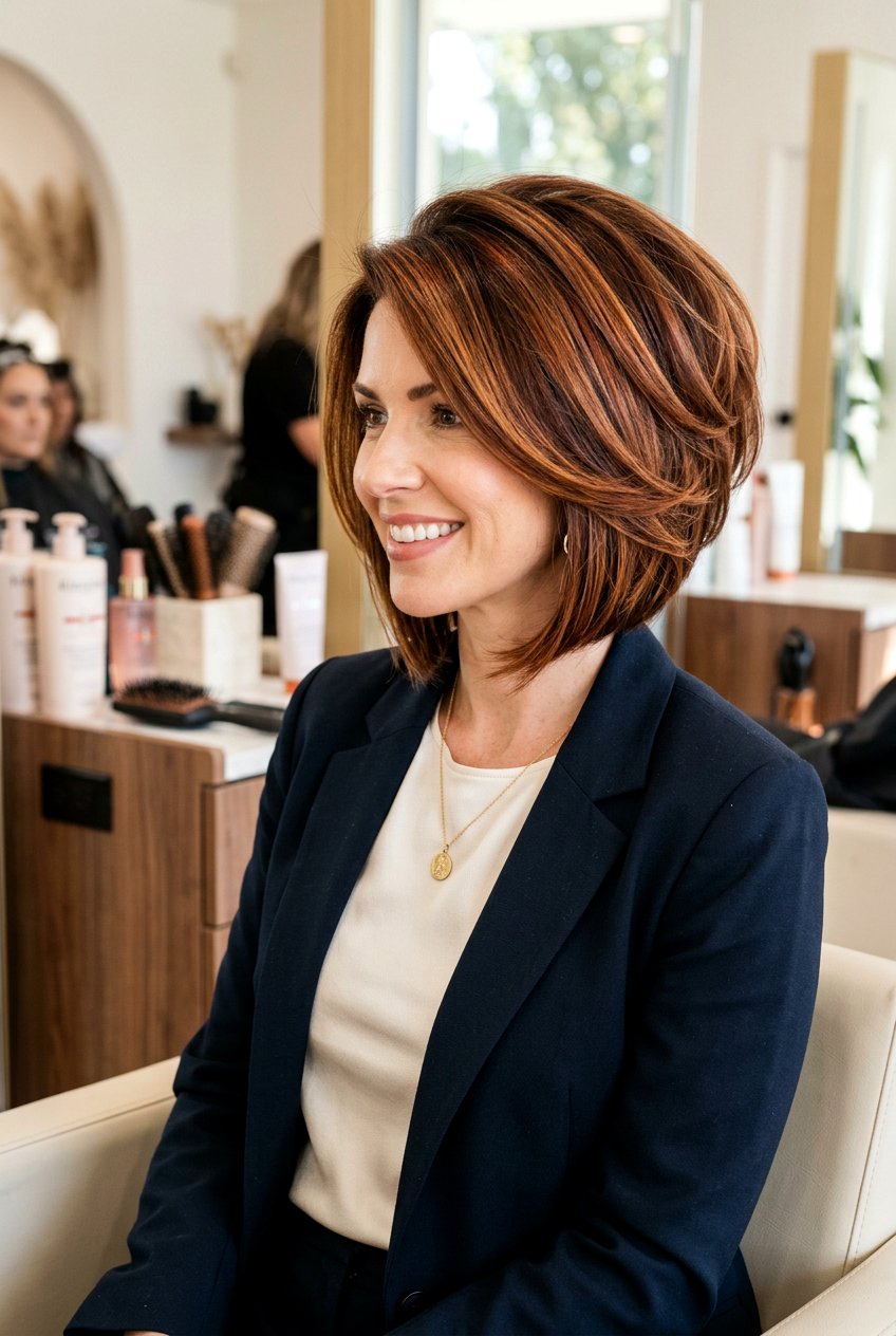 Stacked Bob With Auburn Highlights - 20 highlights for bob haircut - 20 highlights for bob haircut