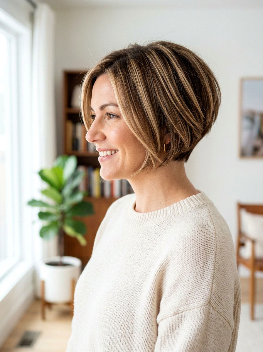 Stacked Bob With Highlights - 20 textured short bob for thick hair women - 20 textured short bob for thick hair women