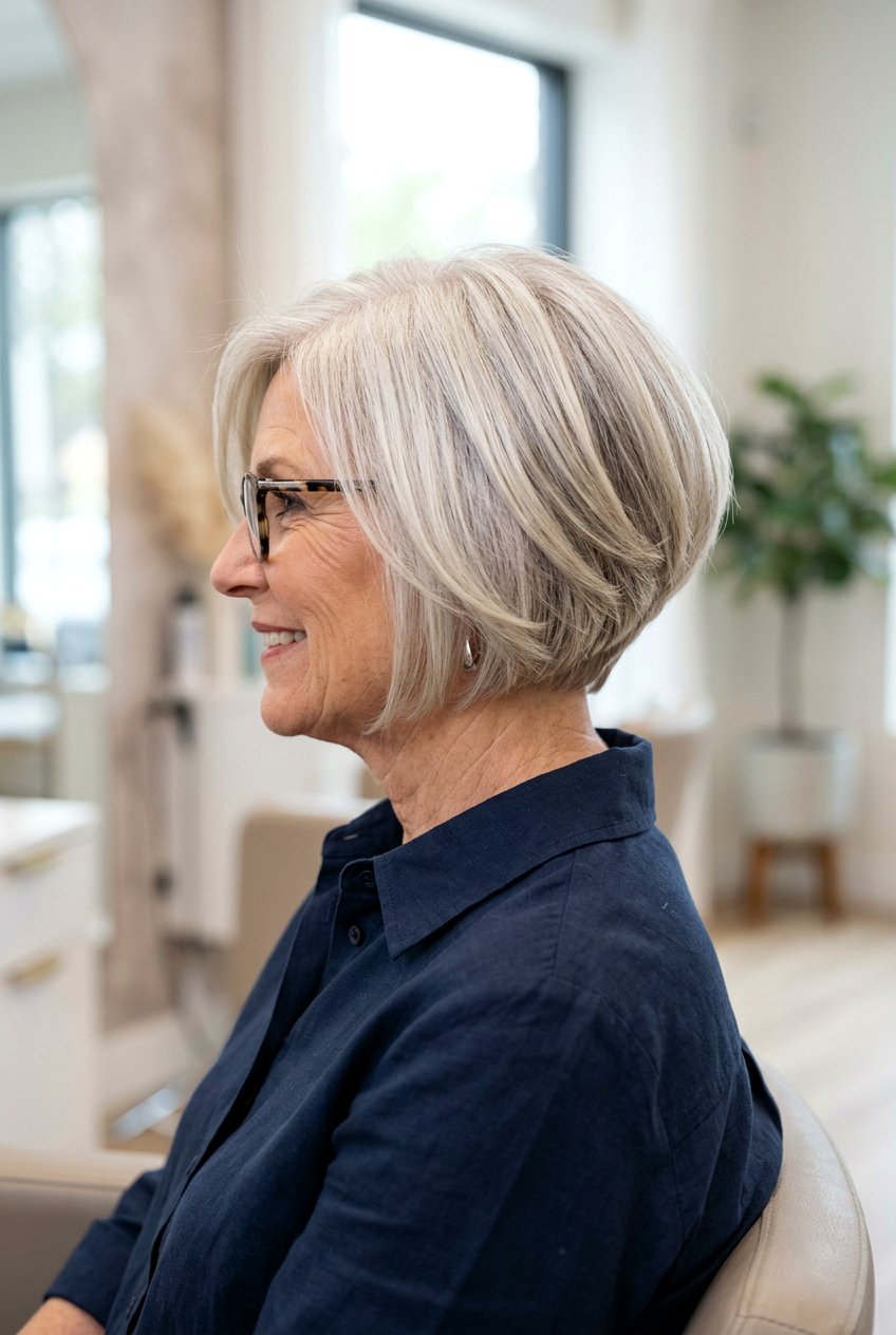 Stacked Bob at the Nape - 20 youthful hairstyles for women over 60 - 20 youthful hairstyles for women over 60