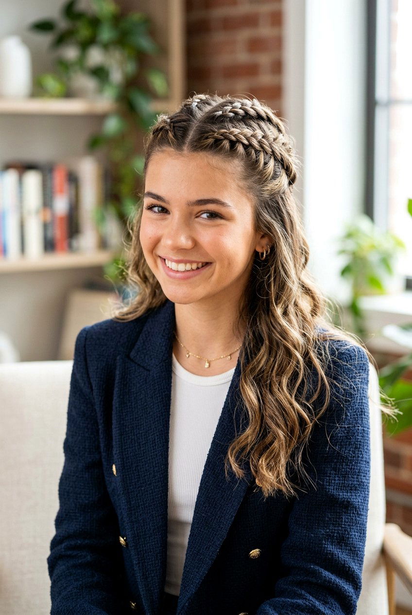 Stacked Braid Half Up School Hair - 20 braided half up hairstyle for school - 20 braided half up hairstyle for school