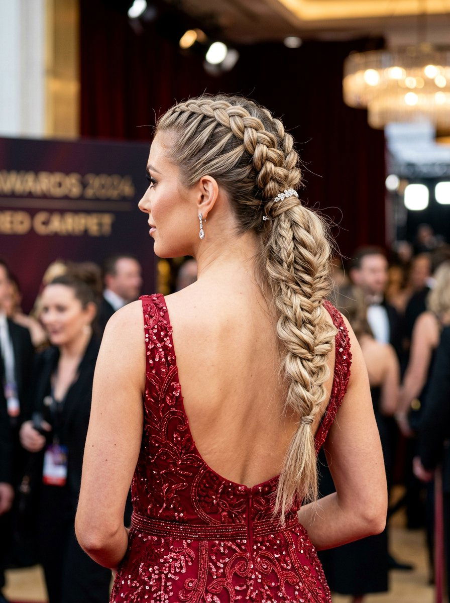 Stacked Braid Ponytail - 20 prom ponytail with braid - 20 prom ponytail with braid