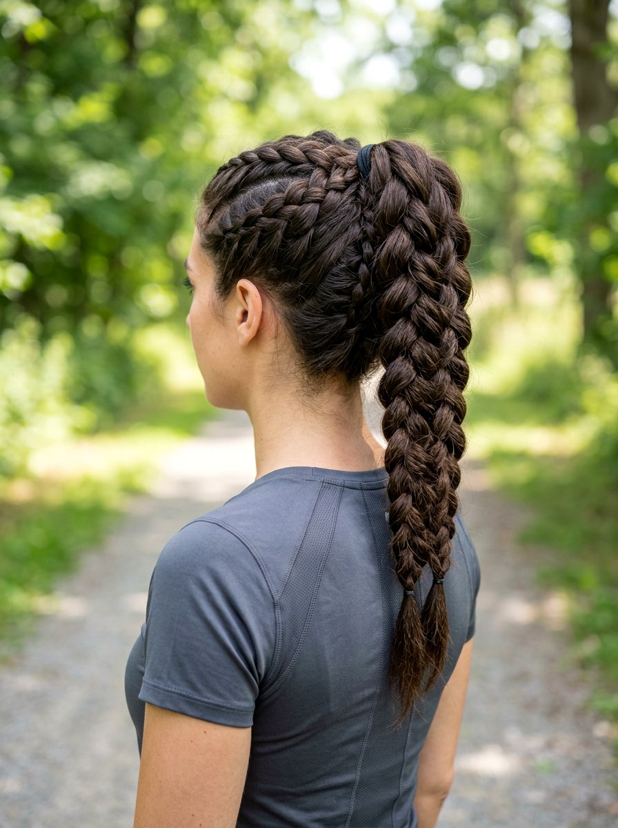Stacked Braided Ponytail - 20 gym hairstyle with braided ponytail - 20 gym hairstyle with braided ponytail