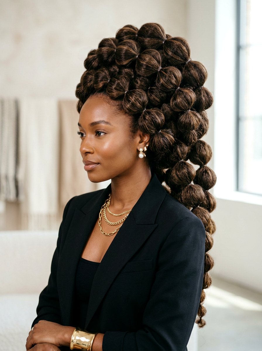 Stacked Bubble Braids - 20 party hairstyle with bubble braids - 20 party hairstyle with bubble braids