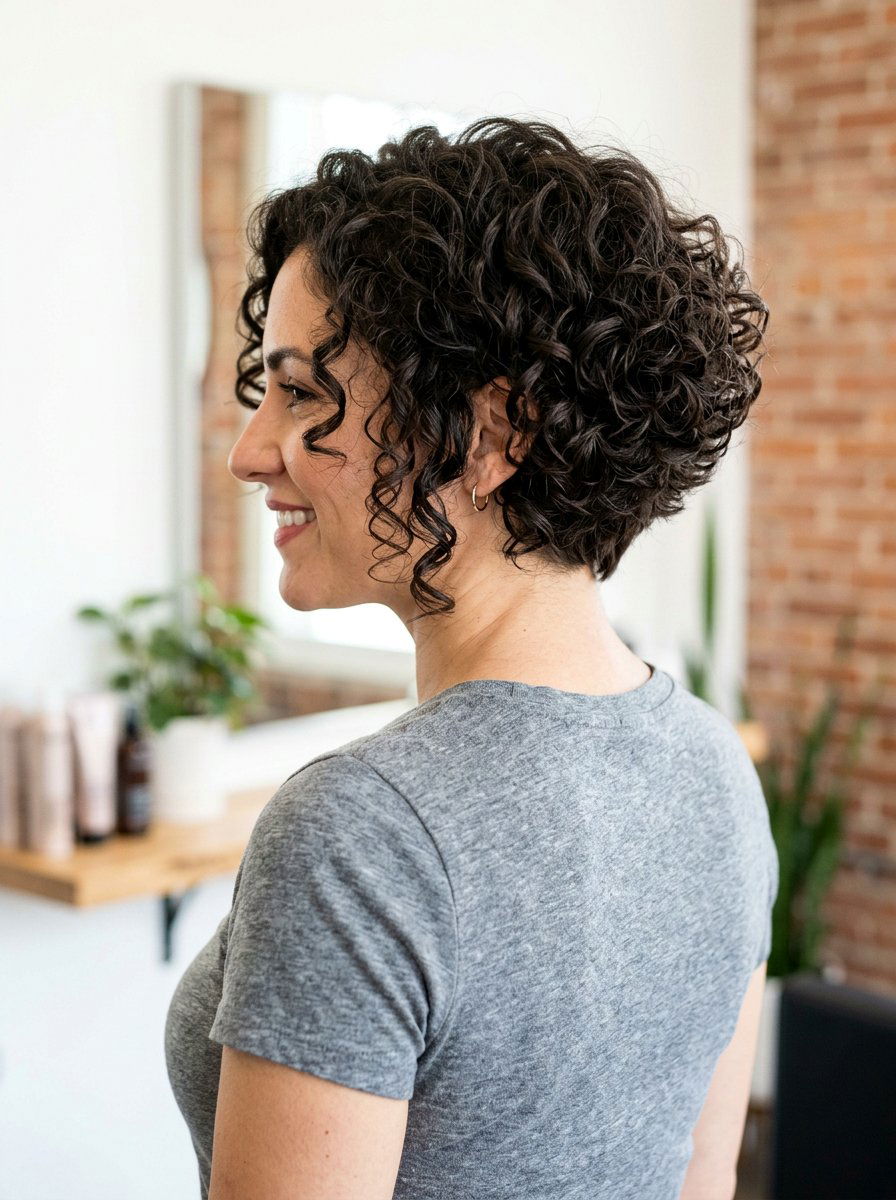 Stacked Curly Bob - 20 easy curly bob styling ideas - 20 easy curly bob styling ideas