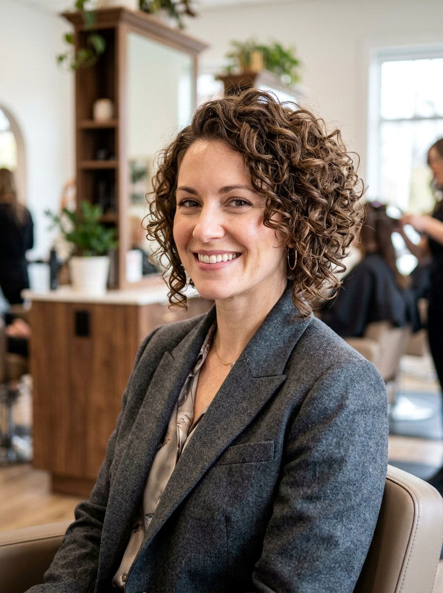 Stacked Curly Bob Haircut For Postpartum - 20 haircut for postpartum curls - 20 haircut for postpartum curls