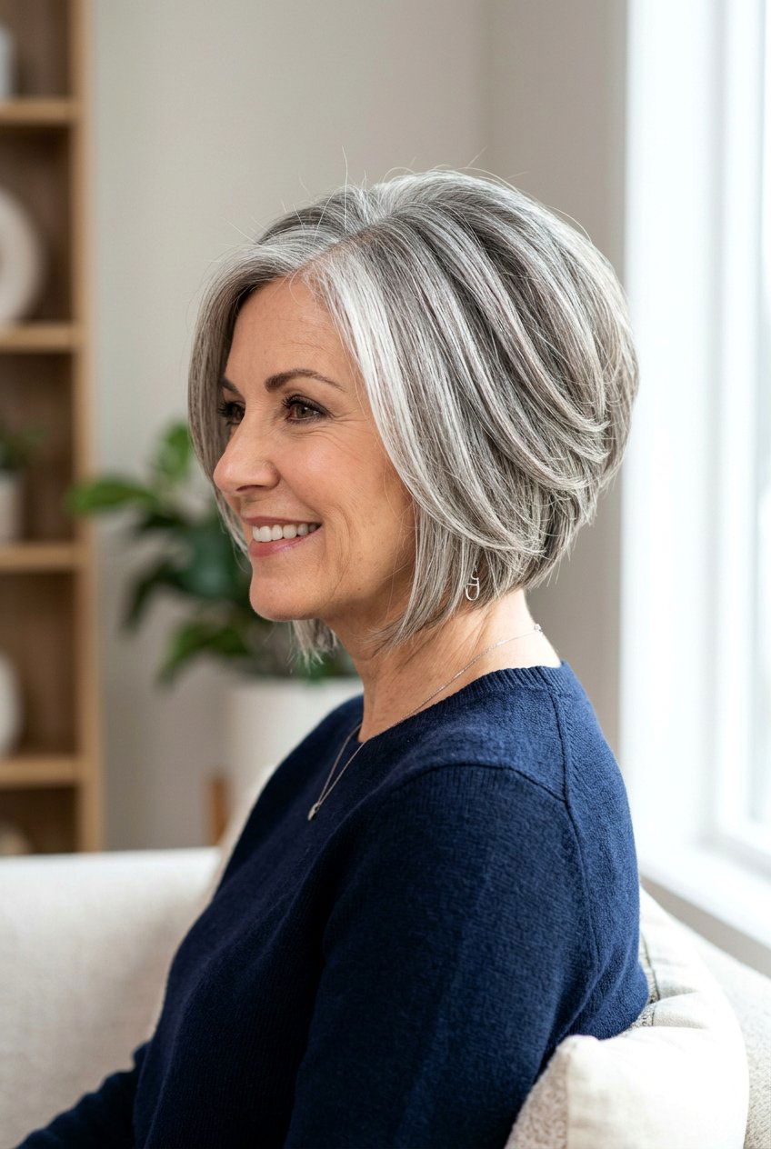 Stacked Layered Bob - 20 layered bob for women over 50 - 20 layered bob for women over 50