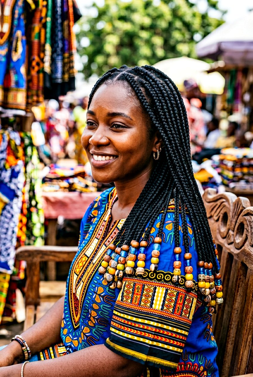 Stacked Medium Knotless Braids With Beads - 20 medium knotless braids with beads - 20 medium knotless braids with beads