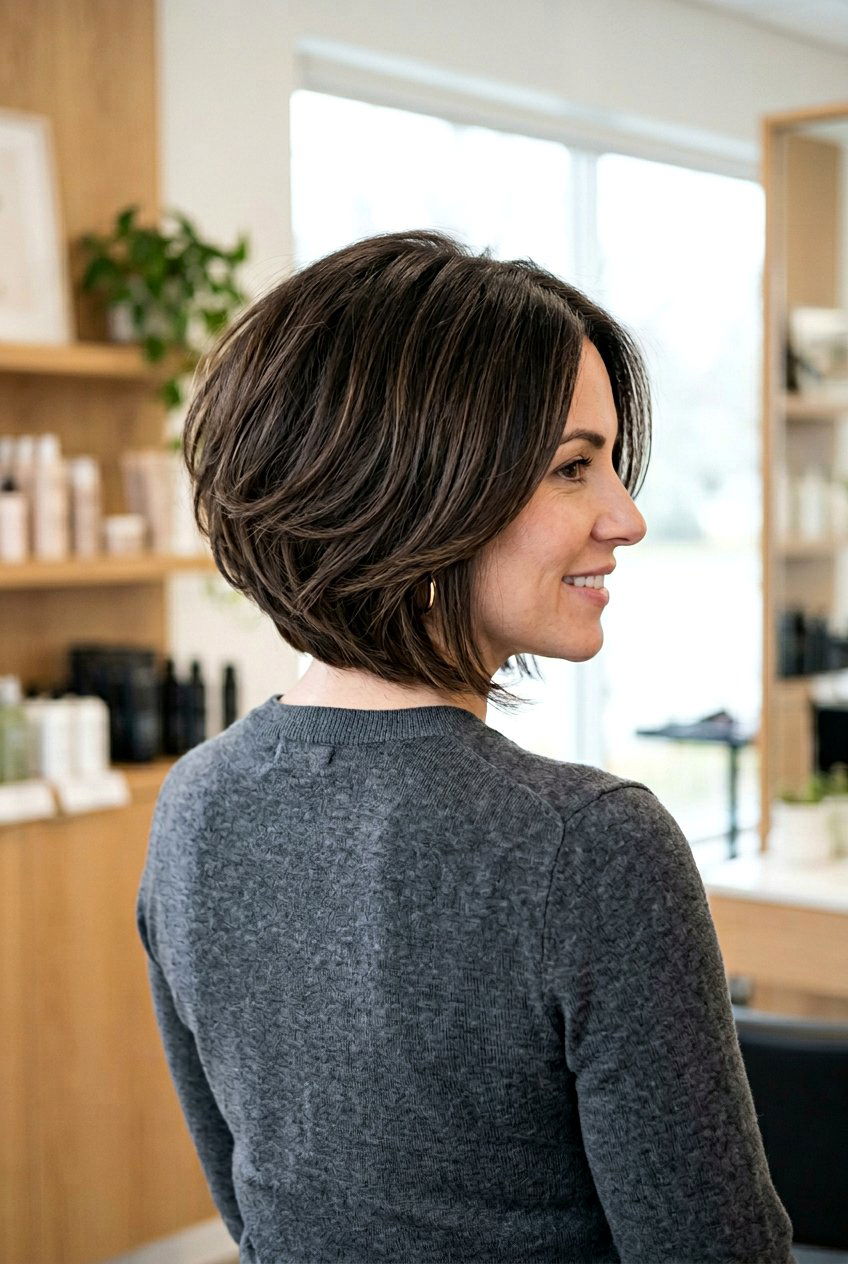 Stacked Mom Bob With Middle Part - 20 mom bob haircut with middle part - 20 mom bob haircut with middle part