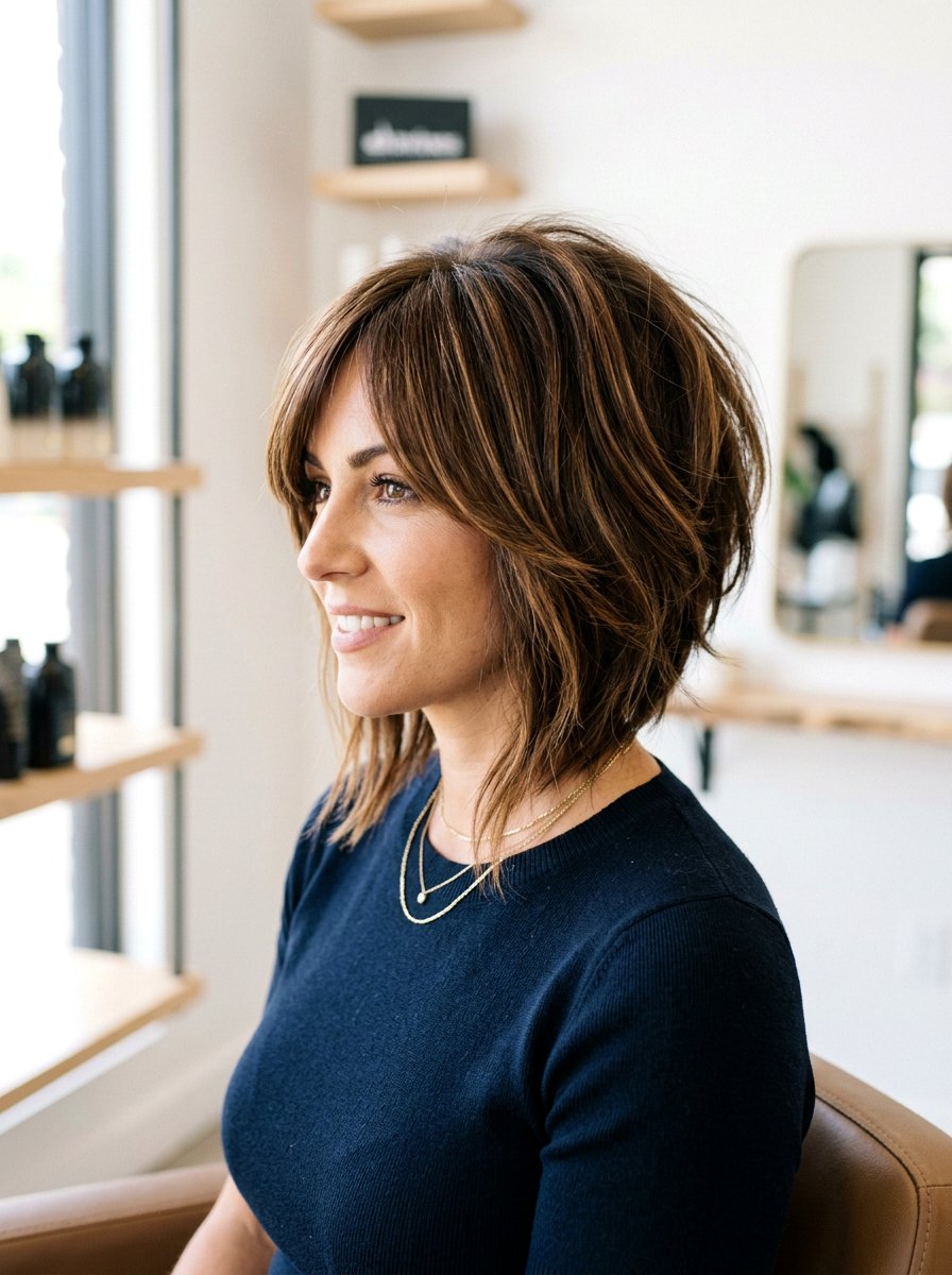 Stacked Razored Bob With Side Bangs - 20 razored bob with bangs - 20 razored bob with bangs