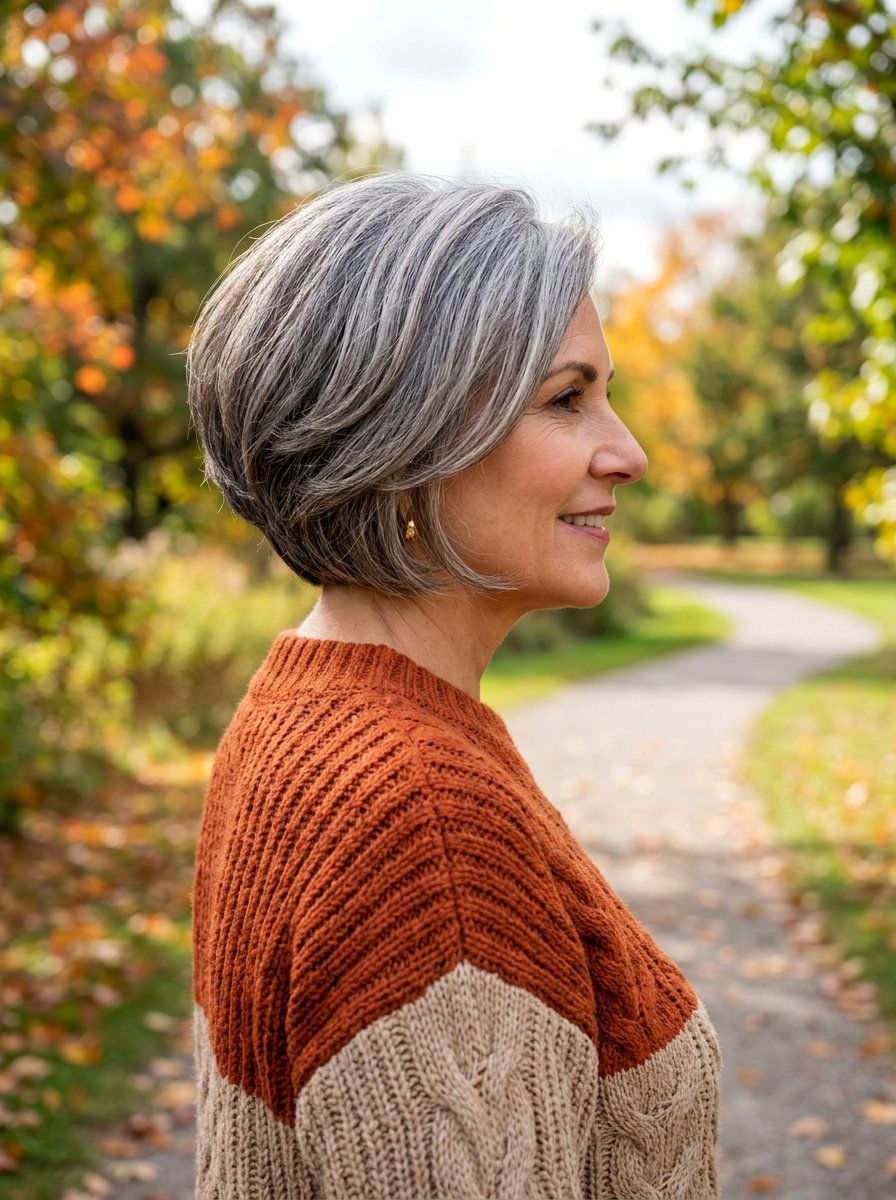 Stacked Salt And Pepper Bob - 20 salt and pepper bob for older women - 20 salt and pepper bob for older women