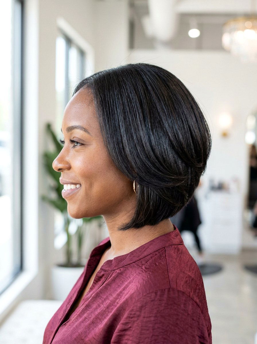 Stacked Silk Press Bob - 20 silk press bob hairstyle - 20 silk press bob hairstyle