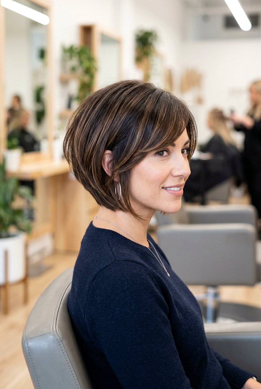 Stacked bob with side bangs - 20 stacked bob haircut - 20 stacked bob haircut