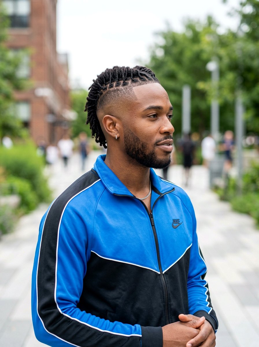 Starter Locs Mohawk With Fade - 20 starter locs with fade